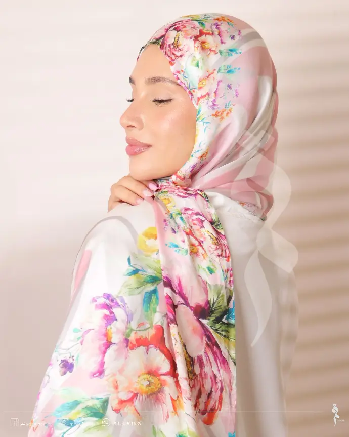 Floral white shawl