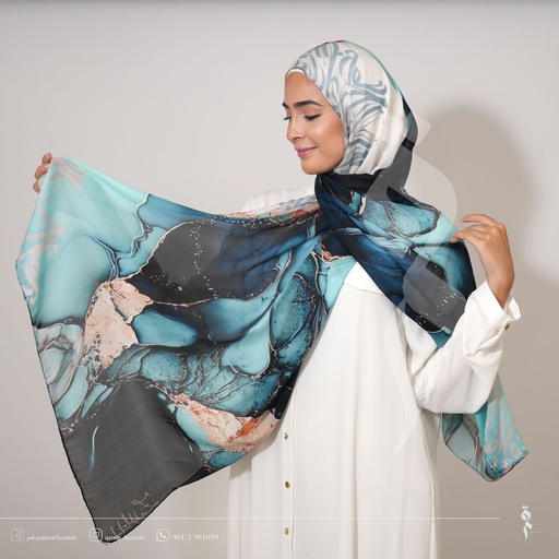 Blue Ai ink shawl