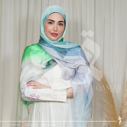 Blue pattern shawl