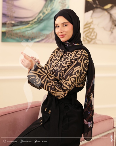 Calligraphy trench coat in black